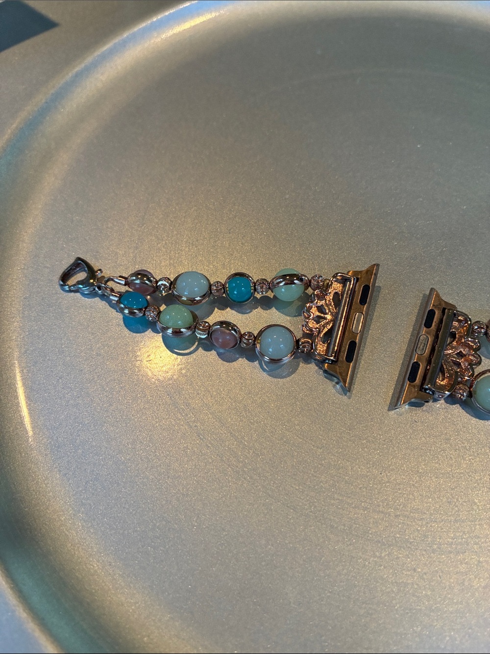Apple Watch Rose Gold Bracelet with Turquoise and Opal Colors Size 38-41m - Picture 4 of 5